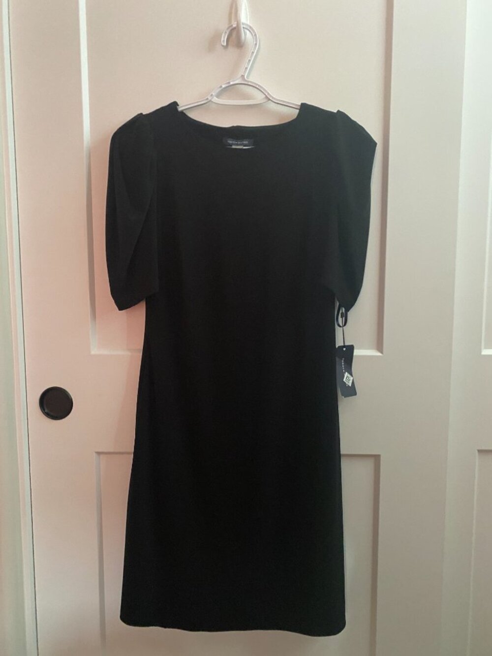 NWT Tommy Hilfiger Black Midi Dress Size 2 | Ruched Sleeve LBD | Cocktail Dress - Picture 7 of 8